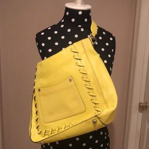 Milly Sidney bright neon yellow handbag